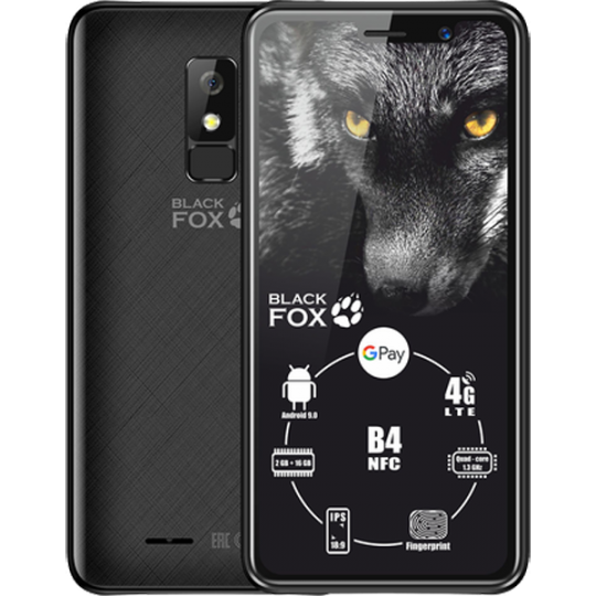 Смартфон BLACK FOX B4 NFC BMM 543S 4 95 Дюйма 4G 2+16Гб Черный